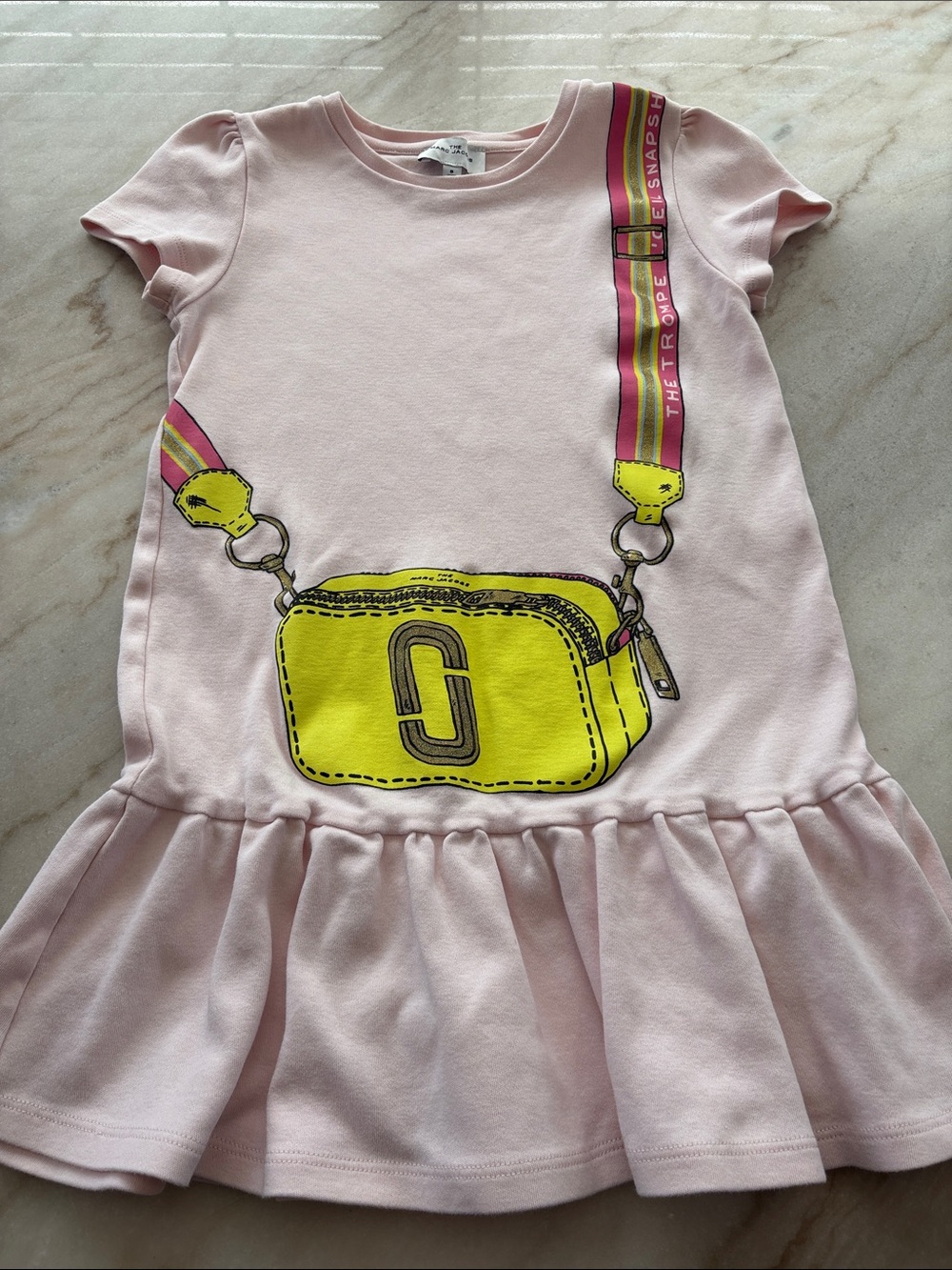 Marc Jacobs Pink Dress with Yellow Bag Graphic